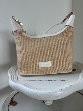 Bostanten Woven Cream & Natural Straw Coastal, Vacation, Neutral Shoulder Bag